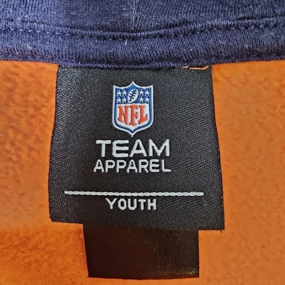 Team Apparel Denver Broncos orange youth sweater front Zipper and pockets